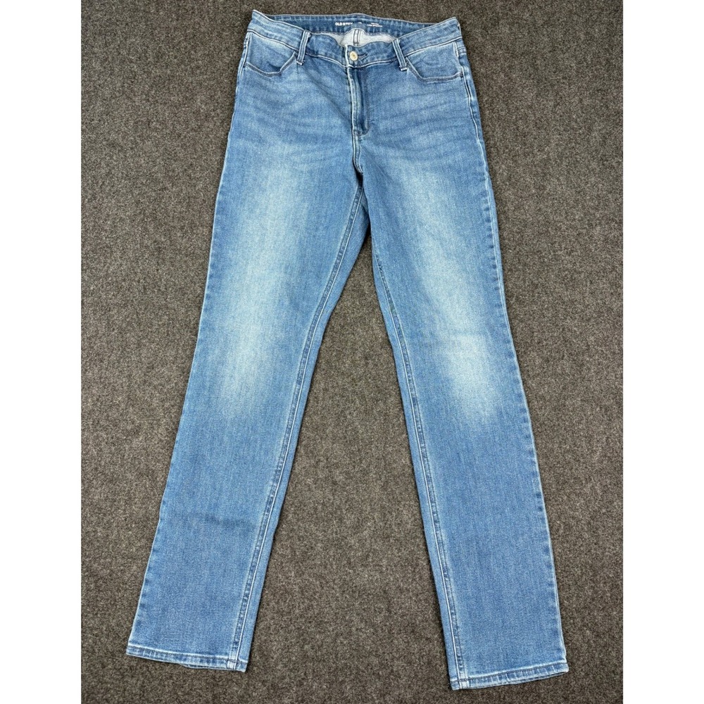 Old Navy Wow Straight Jeans Womens 10 Long High Rise Blue Stretch Denim Pants